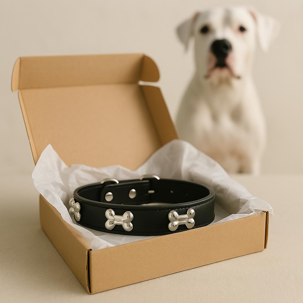 Collier pour chien en cuir ajustable et résistant