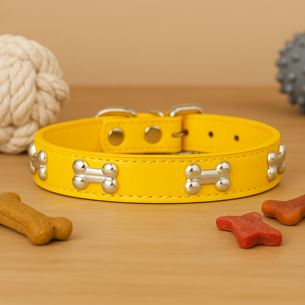 Collier pour chien en cuir ajustable et résistant