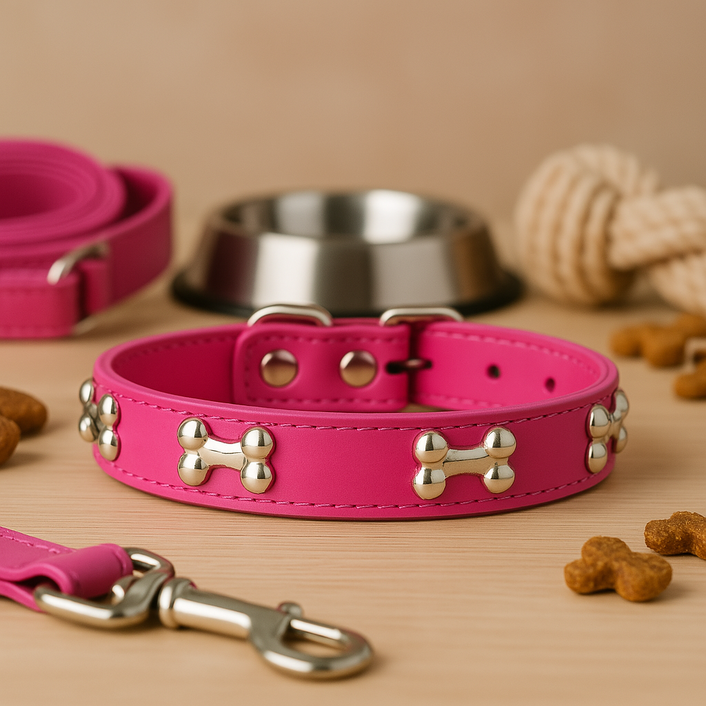 Collier pour chien en cuir ajustable et résistant