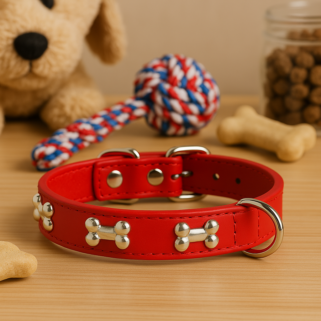 Collier pour chien en cuir ajustable et résistant