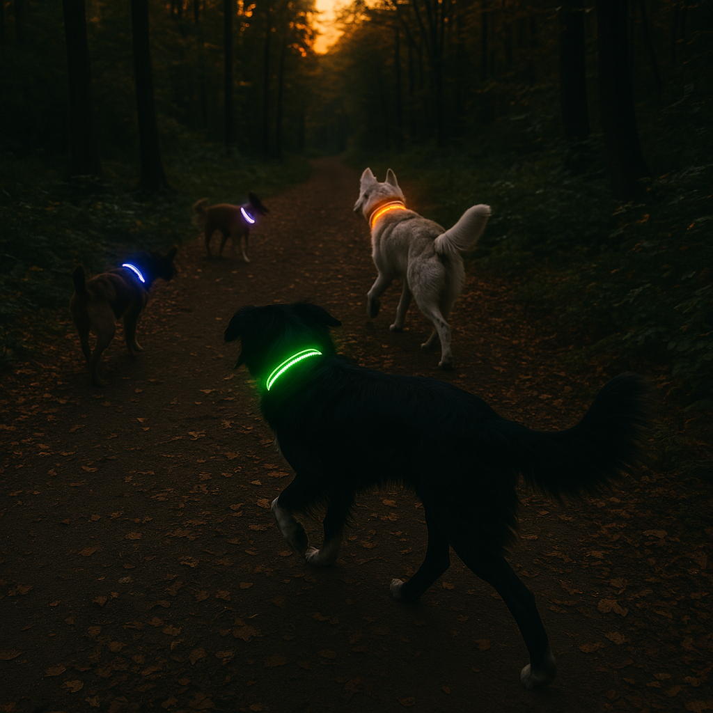 Collier lumineux LED pour chien - visibilité de nuit