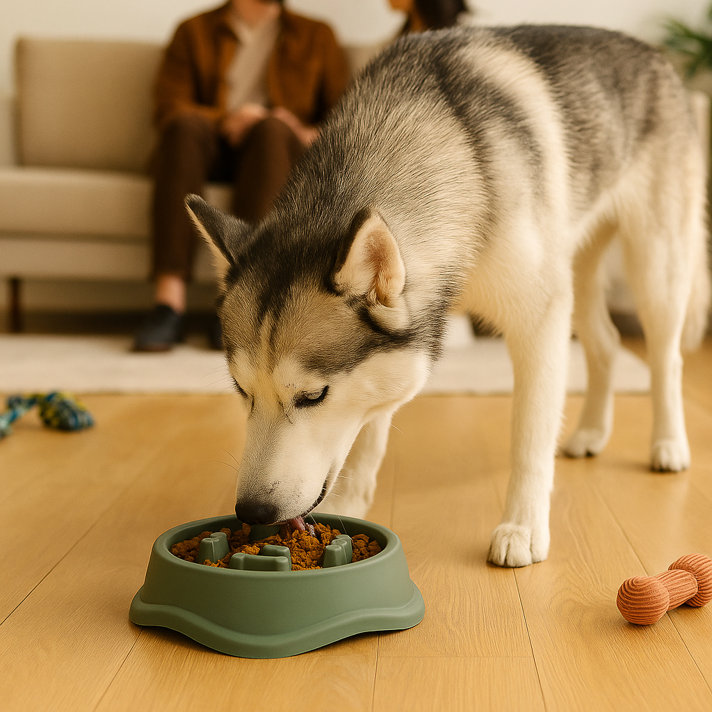 Gamelle de croquettes pour chien anti étouffement - anti-glouton en forme de croquettes