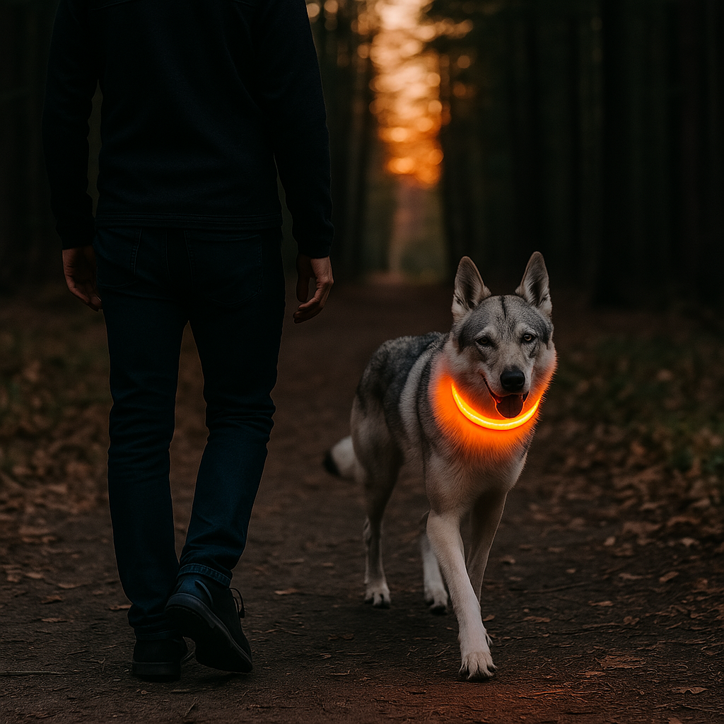 Collier lumineux LED pour chien - visibilité de nuit