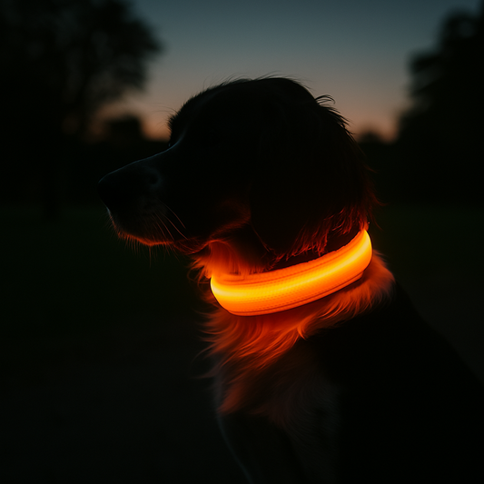 Collier lumineux LED pour chien - visibilité de nuit