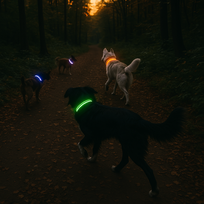 Collier lumineux LED pour chien - visibilité de nuit