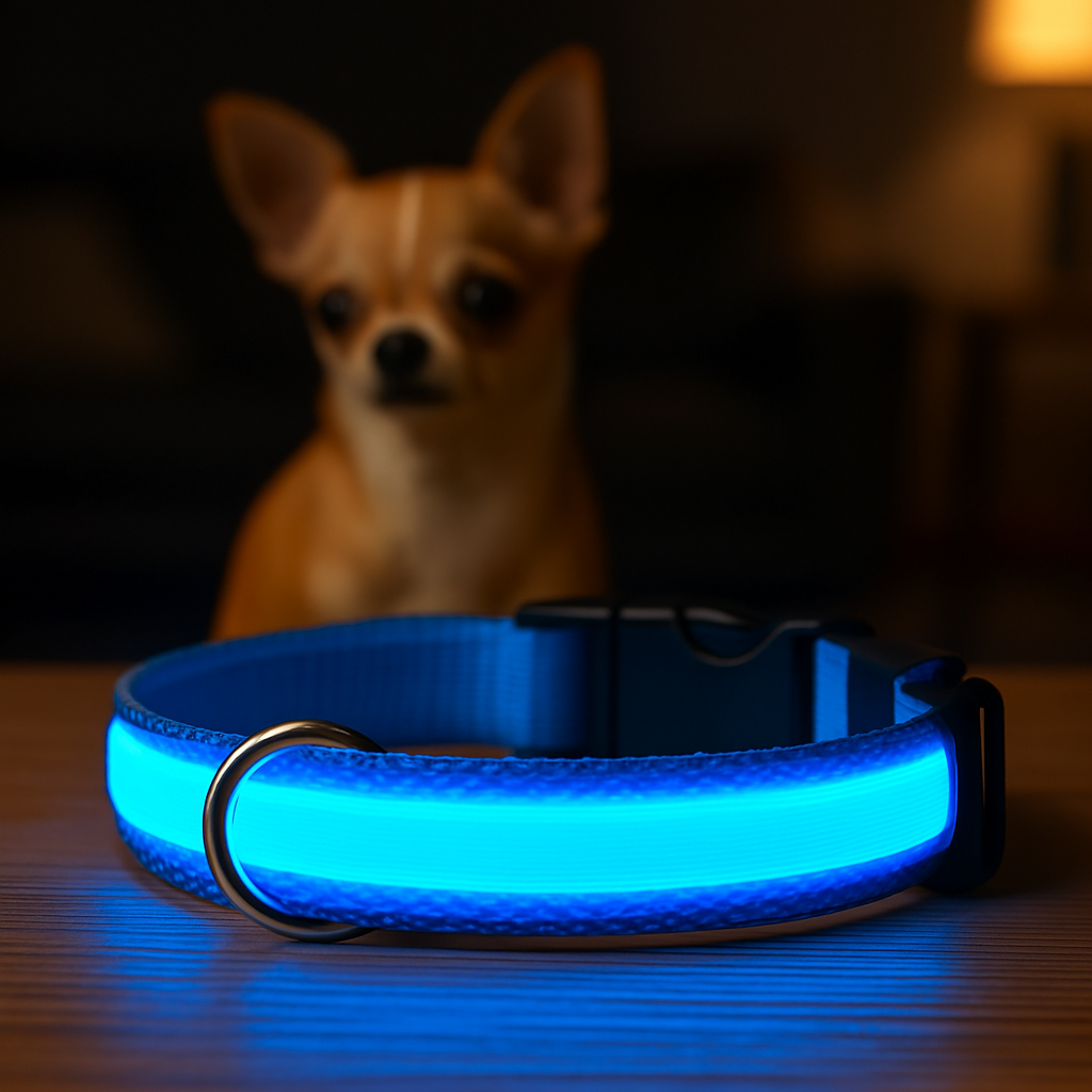 Collier lumineux LED pour chien - visibilité de nuit
