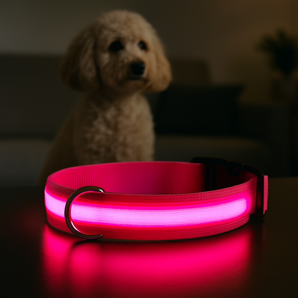 Collier lumineux LED pour chien - visibilité de nuit