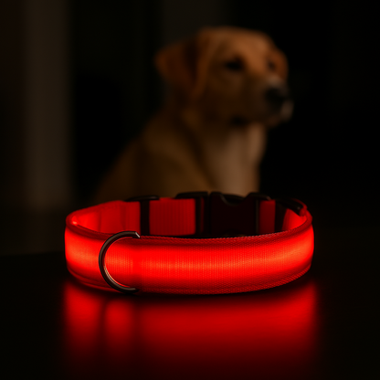 Collier lumineux LED pour chien - visibilité de nuit