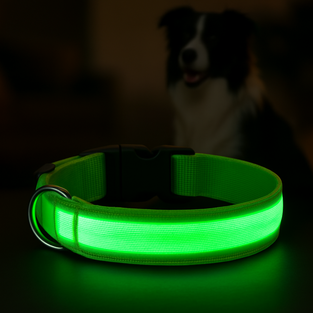Collier lumineux LED pour chien - visibilité de nuit