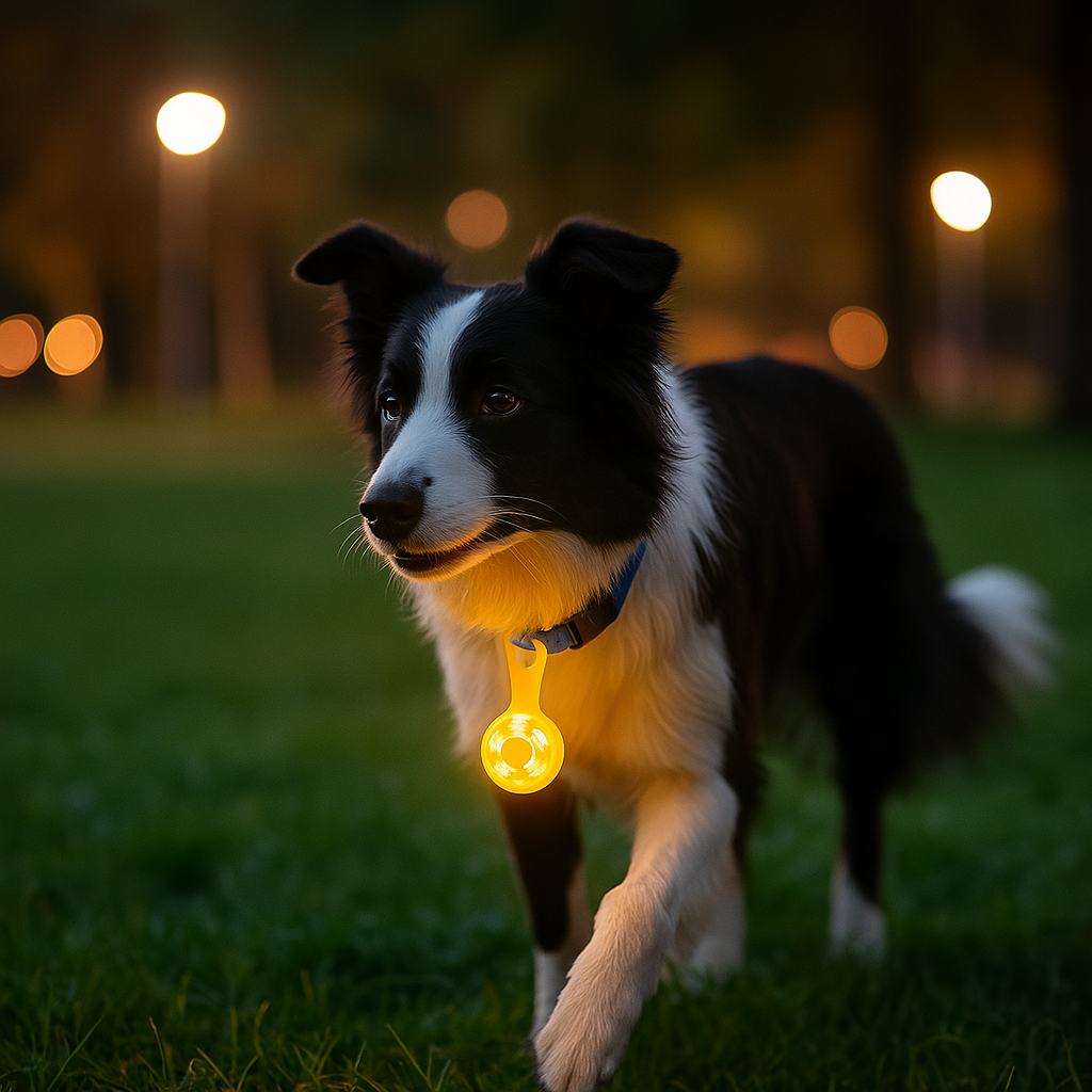 Médaille lumineuse LED pour chien - visibilité de nuit