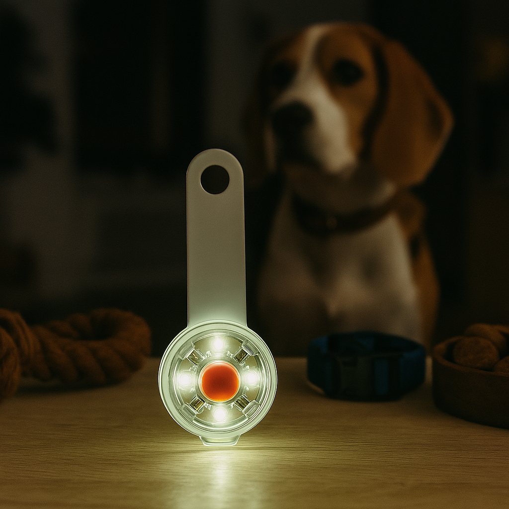 Médaille lumineuse LED pour chien - visibilité de nuit