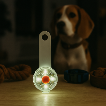 Médaille lumineuse LED pour chien - visibilité de nuit