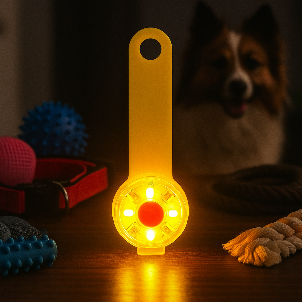 Médaille lumineuse LED pour chien - visibilité de nuit