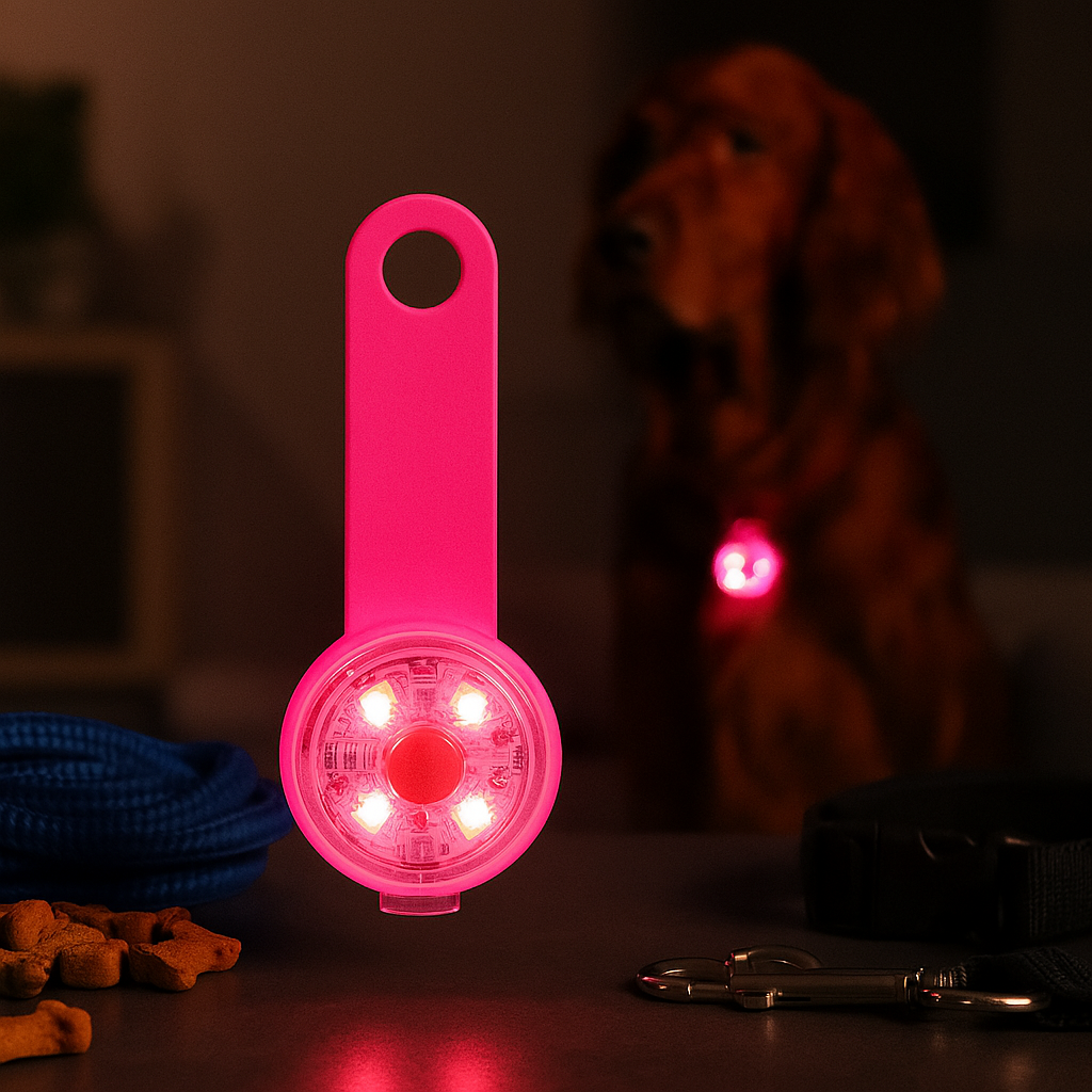 Médaille lumineuse LED pour chien - visibilité de nuit